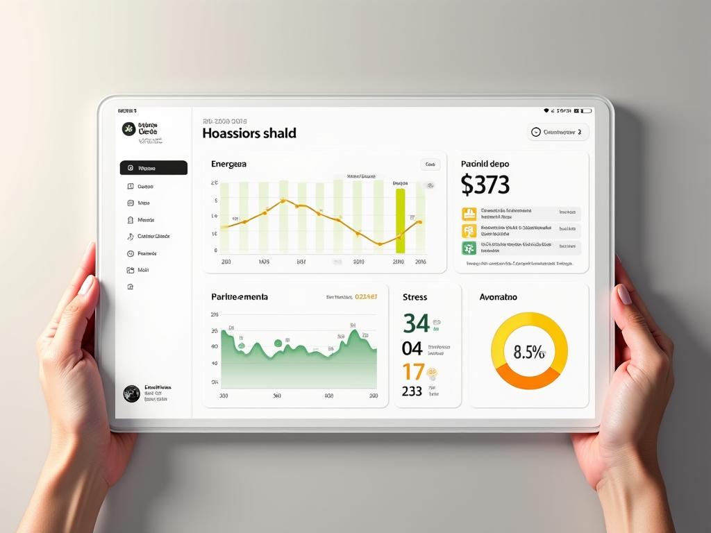 Screenshot dettagliato della dashboard Vitalia Ora con grafici di progresso per energia, sonno, stress e attività fisica