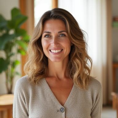 Ritratto professionale di una wellness coach calma e ispiratrice