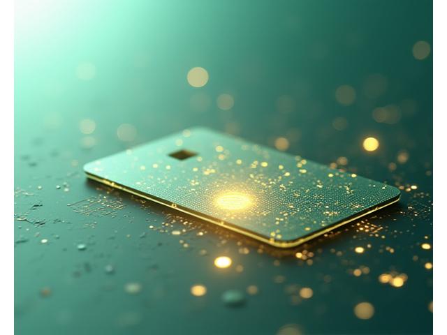 Mani che tengono una carta di credito virtuale, con icone di sicurezza e un piccolo grafico che mostra una transazione, suggerendo pagamenti sicuri.