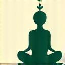 Icona stilizzata di una persona in posizione yoga con un fiore di loto.